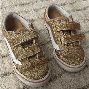 Vans Gold and White Sneakers with Velcro Straps